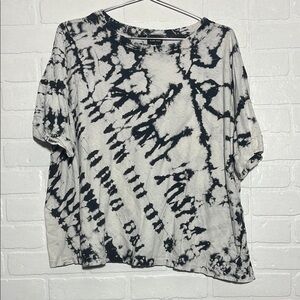 Blank Paige Womes Top Tie-Dye Black and White 100% Cotton Round Neck Medium